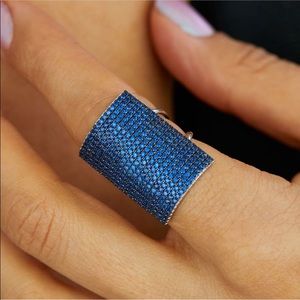 Savvy Cie Sterling Silver Blue Spinel Shield Ring